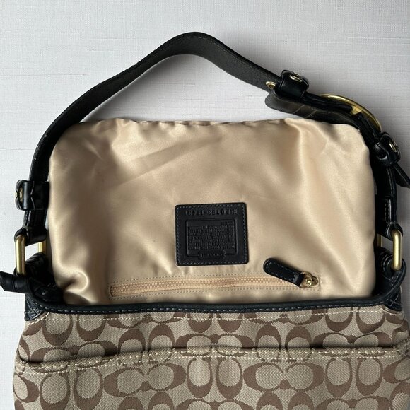 Y2K Coach Bleeker Hobo 11431, Black Tan Signature Canvas Shoulder Bag - Picture 10 of 16